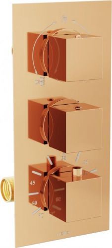 MEXEN Cube termostatiská baterie sprcha/vana 3-output růžové zlato 77503-60