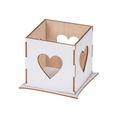 FK Dřevěný ozdobný svícen (srdce) - 10x12 cm