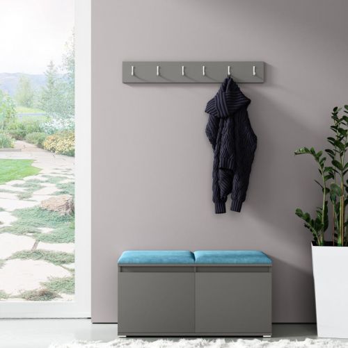 Eka Předsíňová stěna s čalouněnými panely Trinity 5 - Grafit / Azurová 2313