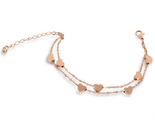 Troli Srdíčkový náramek z růžově pozlacené oceli