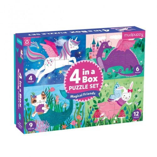Mudpuppy Puzzle 4 v 1 - Přátelé / 4 in a Box - Magical Friends