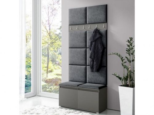 Eka Předsíňová stěna s čalouněnými panely Trinity 1 - Grafit / Tmavě šedá 2315