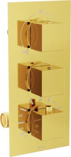 MEXEN Cube termostatiská baterie sprcha/vana 3-gold výstup 77503-50