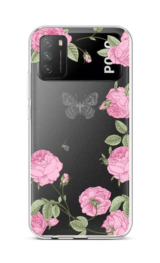 Kryt TopQ Xiaomi Poco M3 silikon Pivoňky 60631