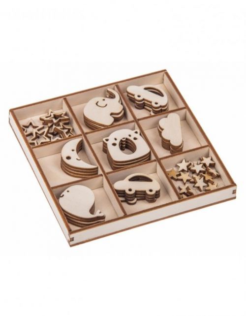 FK Dřevěná sada ozdob (mix) - 13x13 cm