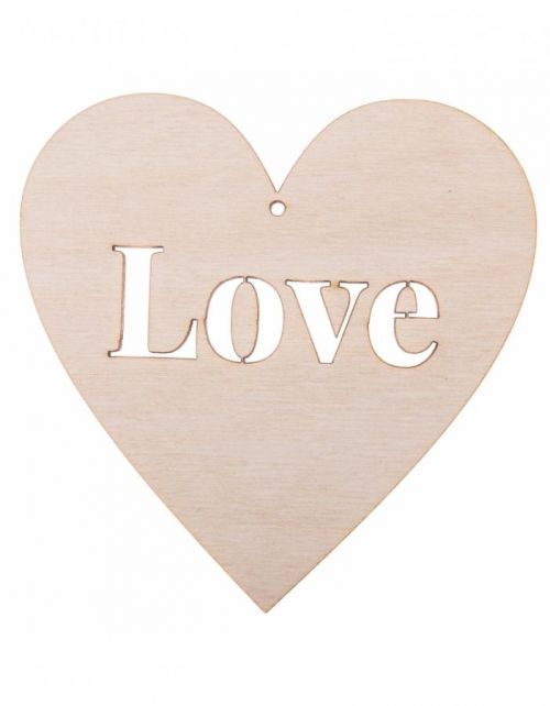 FK Dřevěná ozdoba (srdce LOVE) - 10x10 cm