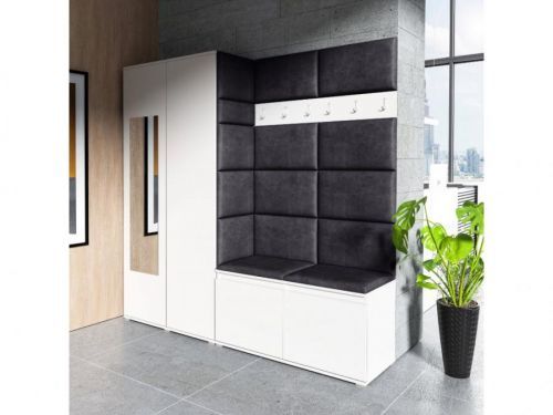 Eka Předsíňová stěna s čalouněnými panely Trinity 8 - Bílá / Černá 2316