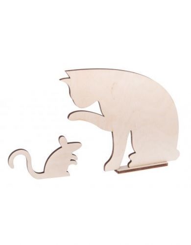 FK Dřevěná ozdoba (kočka a myš) - 19x18 cm