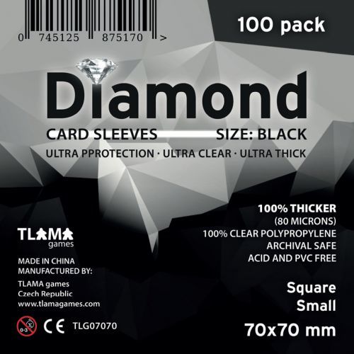 TLAMA games Obaly na karty Diamond Black: Square Small (70x70 mm)