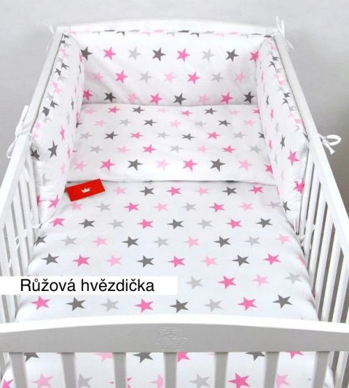 Babylux Souprava do postýlka 3 - díly - růžové hvězdičky