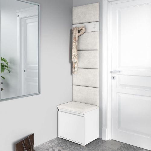 Eka Předsíňová stěna s čalouněnými panely Trinity 7 - Bílá / Krémová bílá 2301