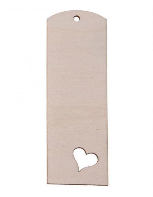 FK Dřevěná záložka se srdíčkem - 15x5 cm