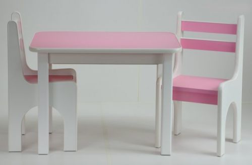 Stůl a dvě židličky K1 růžová