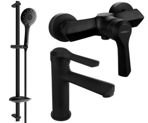 MEXEN Saber DB74 Set umyvadlové a sprchové baterie s příslušenstvím, černá 72104DB74-70