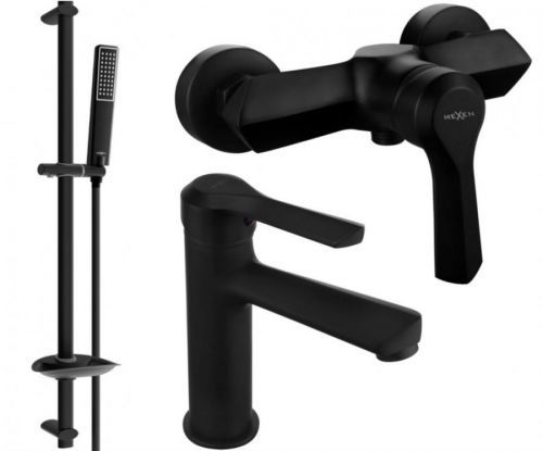MEXEN Saber DB72 Set umyvadlové a sprchové baterie s příslušenstvím, černá 72104DB72-70