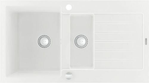 MEXEN Matias žula dřez 1,5-mísa dřez s vypouštěním krátký Board 900x505 mm, bílá 6502901505-20