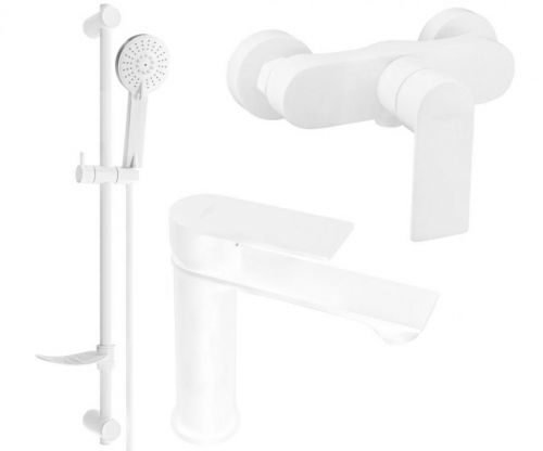 MEXEN Royo DF05 Set umyvadlové a sprchové baterie s příslušenstvím, bílá 72204DF05-20