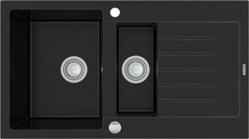 MEXEN Matias granitový dřez s malým odkapávačem 900x505 mm, černý 6502901505-77