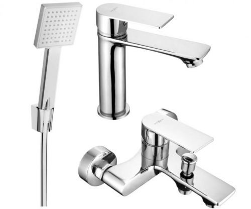 MEXEN Royo R45 Set umyvadlové a vanové baterie s příslušenstvím, chrom 72203R45-00