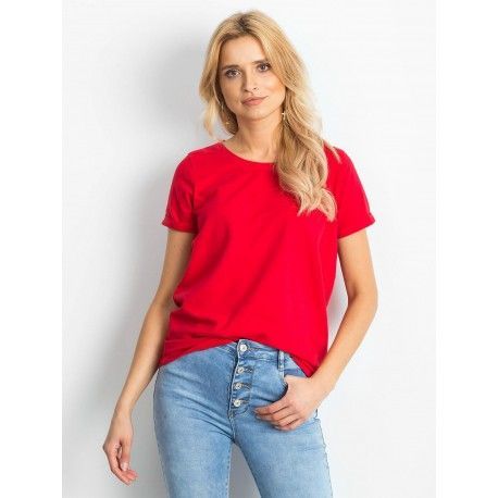 Dámské bavlněné BASIC tričko, Velikost XL, Barva Červená LT 4838