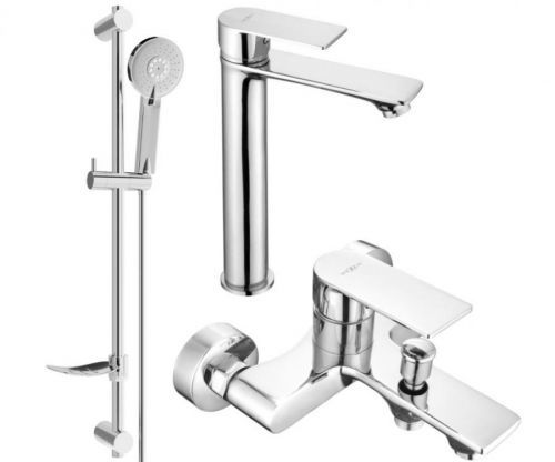 MEXEN Royo DF40 Set umyvadlové a vanové baterie s příslušenstvím, chrom 72213DF40-00