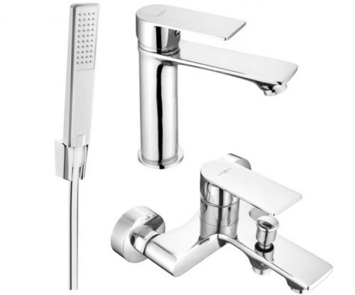 MEXEN Royo R72 Set umyvadlové a vanové baterie s příslušenstvím, chrom 72203R72-00