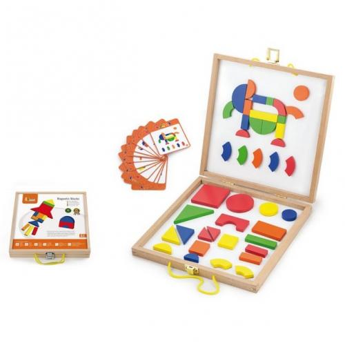 Dřevěný kufřík s magnetickými kostkami pro děti Viga