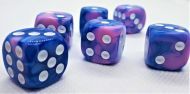 Dice4friends Dice Set D6 Two Toned: Blue/Pink+White (12)