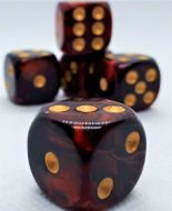 Dice4friends Dice Set D6 Two Toned: Red/Black+Gold (12)