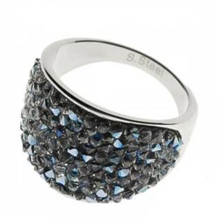 AKTUAL, s.r.o. Ocelový prsten s krystaly Swarovski®, BLUELIZED, vel. 63 - velikost 63 - LV1001-BLU-63