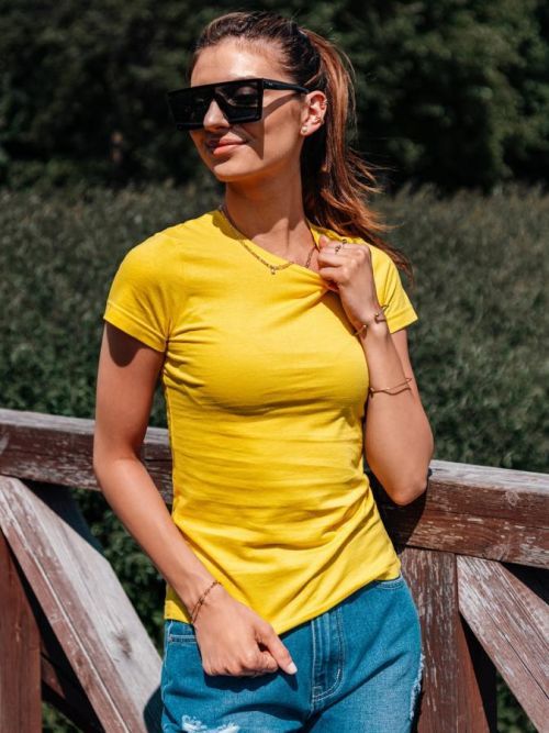 Edoti Dámské basic tričko Meinrad žlutá S