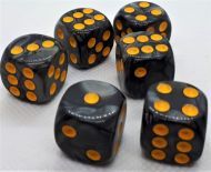 Dice4friends Dice Set D6 Pearl: Black/Gold (12)