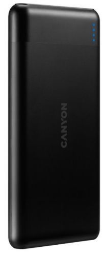 CANYON powerbanka PB-107B PD/QC3.0,10000mAh Li-pol, Input 5/9/12V (MicroUSB/USB-C),Output 5/9/12V (USB-A+USB-C),černá
