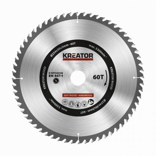 KREATOR kotouč pilový s SK plátky, 254x3x30mm, 60T