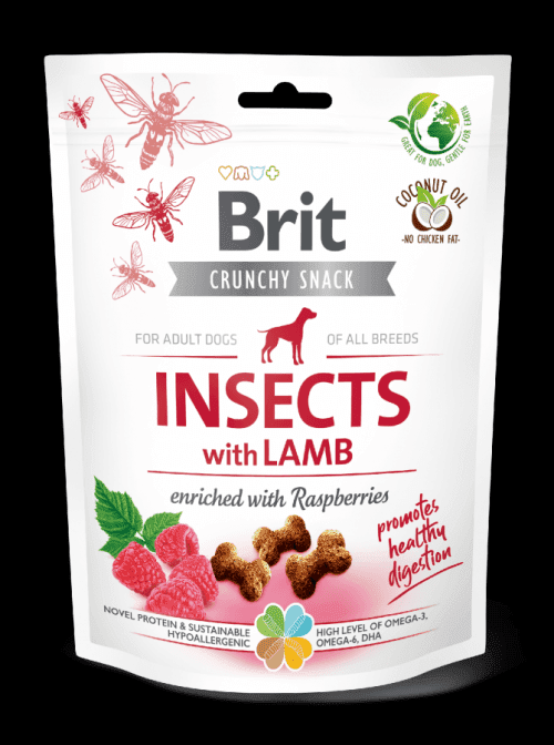 Brit Care Dog Crunchy Cracker s hmyzem, jehněčím a maliny 200g