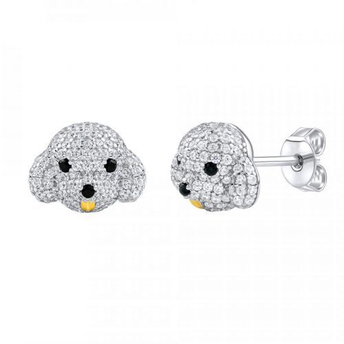 SILVEGO Stříbrné náušnice pes Bady s čirými Brilliance Zirconia dámské - MW14110E