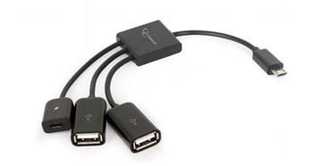 Gembird cable Micro USB OTG BM -> 2x USB AF + micro BF, 0,15 m