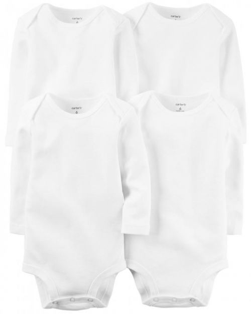 CARTER'S Body dl. rukáv White neutrál LBB 4ks 3m, vel. 62