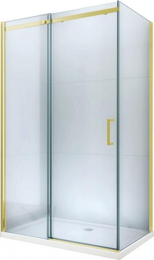 MEXEN/S Omega Sprchový kout 120 x 80 cm, transparent, zlatý + vanička se sifonem 825-120-080-50-00-4010