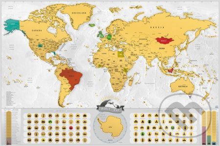 Stieracia mapa sveta Deluxe XL – blanc (zlatá) - Giftio
