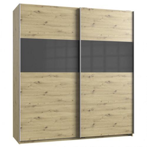 Skříň S Posuvnými Dveřmi Bramfeld,dub Artisan/sklo Šedé