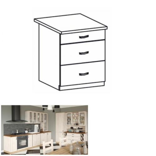 Spodní skříňka ROYAL D60S3 bílá / sosna skandinávská Tempo Kondela