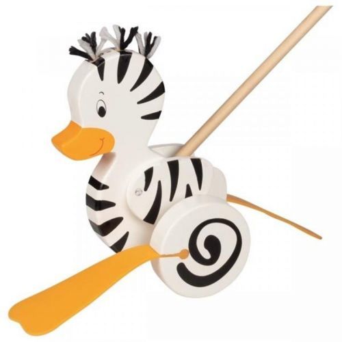 Tahací zvířátko na tyči Goki - Zebří kačenka Push along zebra-duck