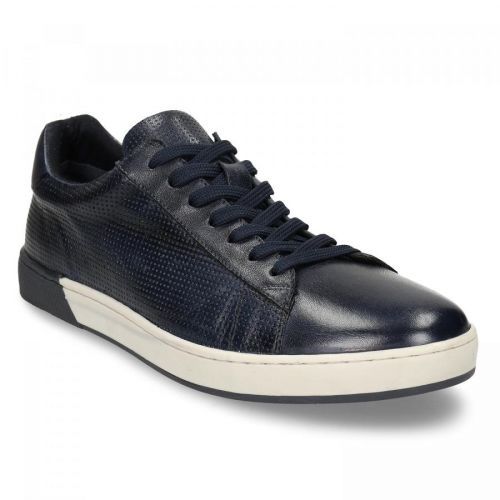 Modré pánské kožené městské tenisky