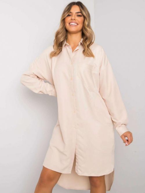 BÉŽOVÁ DÁMSKÁ DLOUHÁ KOŠILE -EM-KS-603.54-BEIGE Velikost: S/M