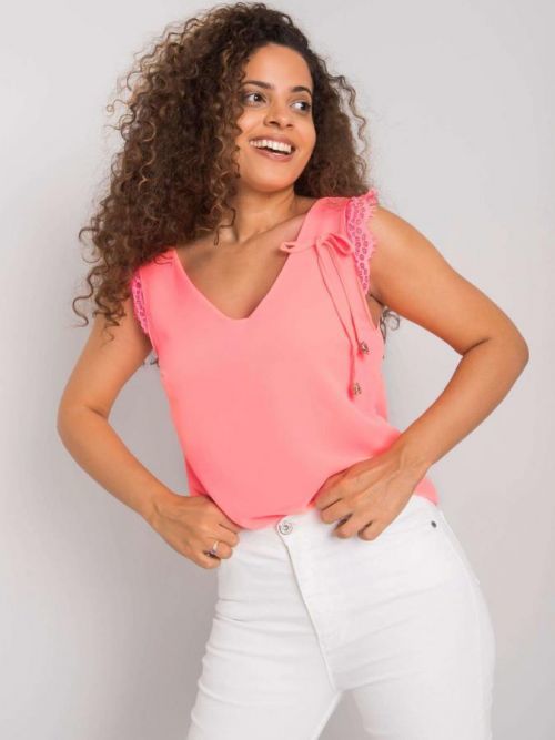 ORANŽOVÝ TOP S KRAJKOU -DHJ-TP-13317.25P-ORANGE Velikost: ONE SIZE