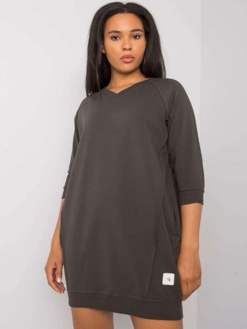 KHAKI DÁMSKÉ MIKINOVÉ ŠATY -RV-SK-6847.59P-KHAKI Velikost: ONE SIZE