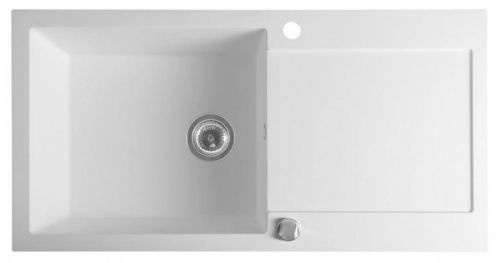 SAPHO Dřez granitový vestavný s odkapávací plochou, 97x50 cm, bílá GR1611