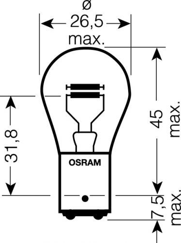 OSRAM 12V P21/5W (BAY15d) 21/5W standard (10ks)