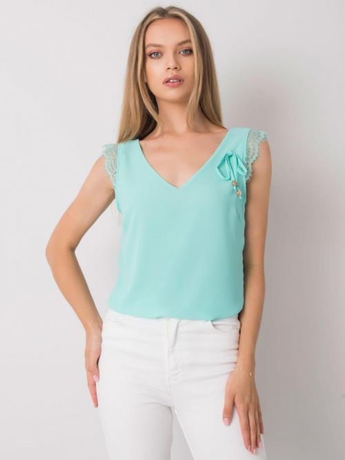 MINTOVÝ DÁMSKÝ TOP S KRAJKOU DHJ-TP-13317.25P-MINT Velikost: ONE SIZE